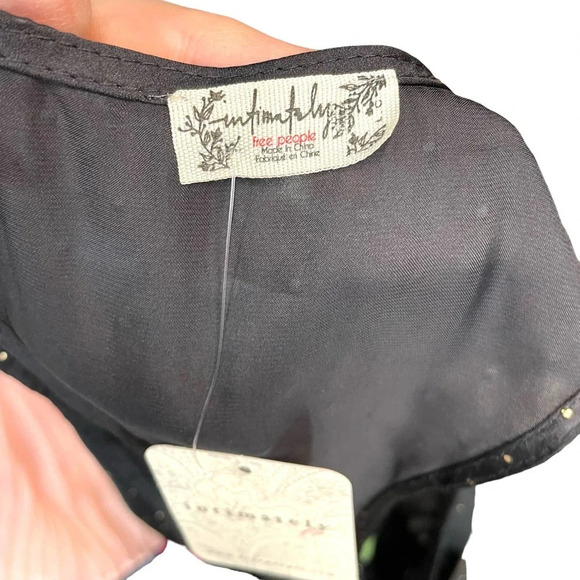 Free People Intimately Black Satin Gold Stud Polka Dot Tank Top Size Large - Picture 6 of 8